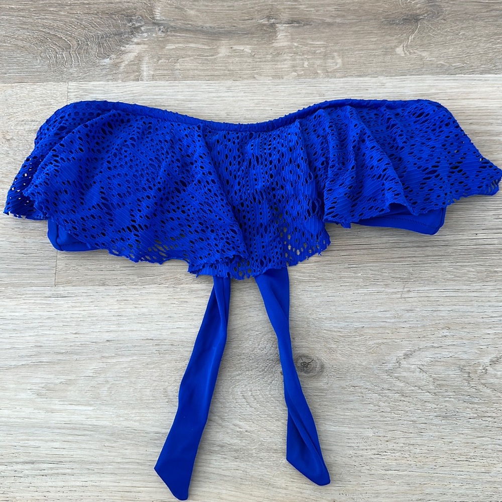 Royal blue strapless bikini top